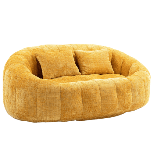 Sofá puff individual - Alto conforto, encosto alto, interior e exterior - Amarelo