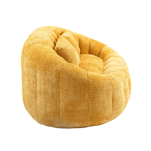 Sofá puff individual - Alto conforto, encosto alto, interior e exterior - Amarelo