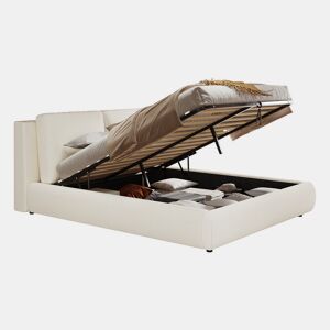 Cama de casal de tecido 180x200 cm com armazenamento,bege