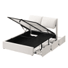 Cama de casal de veludo 140x190 cm com armazenamento,bege