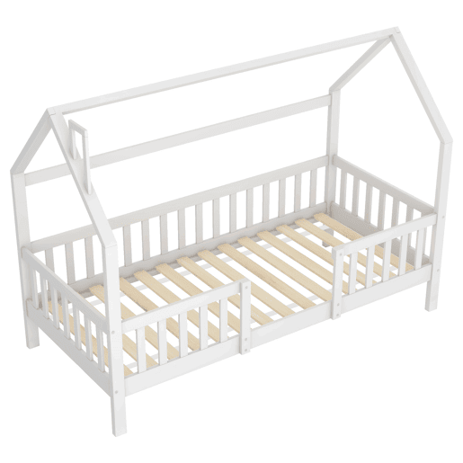 Cama-casa,cama de criança de madeira de pinho 90x200 cm,branco