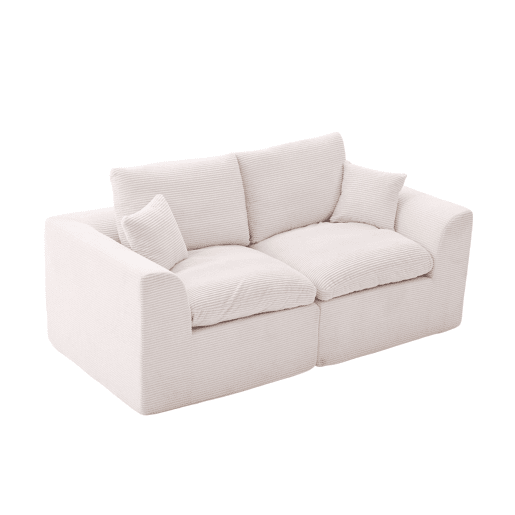 Sofá de tecido de 2 lugares - estilo nórdico, confortável e macio, com almofadas - bege