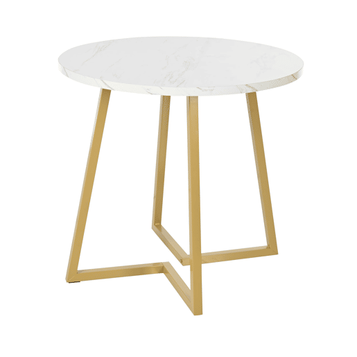 Conjunto de sala de jantar de 5 peças 80 cm - Mesa redonda com pernas metálicas douradas, cadeiras de veludo preto