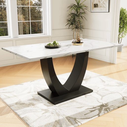 Conjunto de sala de jantar de 5 peças - Mesa em U com design moderno, pernas pretas, cadeiras em veludo cinzento - Multicolorido