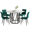 Conjunto de sala de jantar de 5 peças - Mesa de jantar hexagonal em mármore + 4 cadeiras de jantar em veludo verde - BrancoVerde