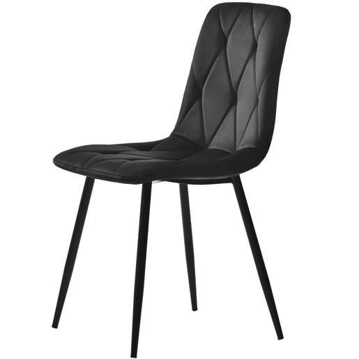 Conjunto de sala de jantar 117x68cm - Mesa retangular com 4 cadeiras - Cadeiras de veludo preto - Pernas pretas
