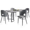 Conjunto de sala de jantar 140x80 cm - Mesa MDF cinzenta com 4 cadeiras de veludo cinzento, pernas pretas