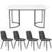 Conjunto de mesas y sillas de comedor 140x80 Conjunto de mesas y sillas de comedor 140x80 Blanco/ Negro