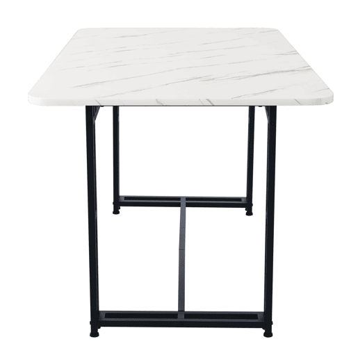 Conjunto de sala de jantar 120x70cm - Mesa moderna com 4 cadeiras, linho cinzento, pernas de ferro pretas