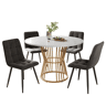 Conjunto de sala de jantar de 5 peças - Mesa redonda de 100 cm com 4 cadeiras de veludo cinza escuro