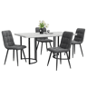 Conjunto de sala de jantar de 5 peças 140x80cm - Mesa com 4 cadeiras de veludo cinza escuro e pernas metálicas pretas