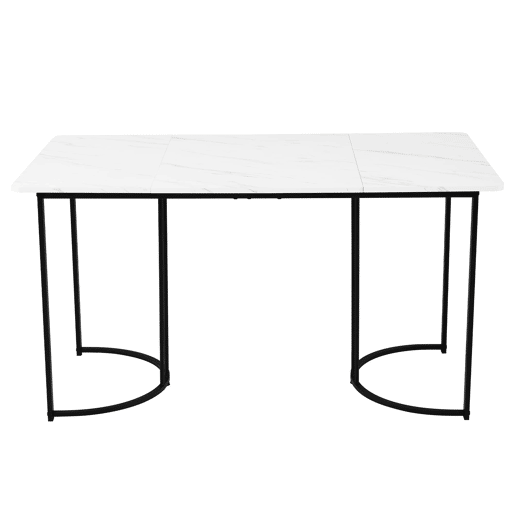 Conjunto de sala de jantar de 5 peças 140x80cm - Mesa com 4 cadeiras de veludo cinza escuro e pernas metálicas pretas