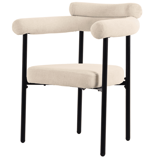 Conjunto de sala de jantar de 7 peças - Mesa com pernas metálicas de design - 6 cadeiras com assento em camurça bege