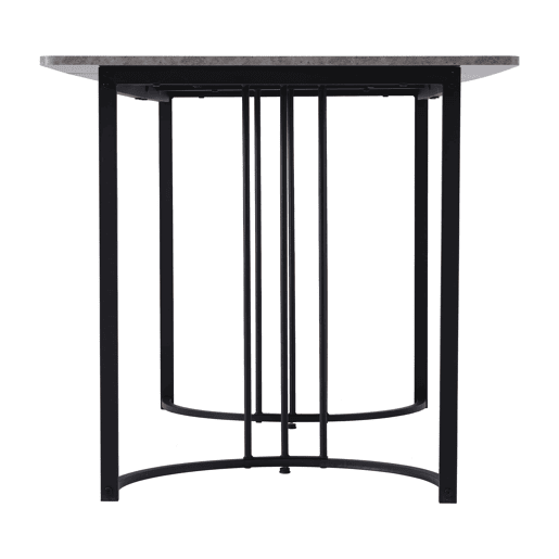 Conjunto de sala de jantar de 5 peças 140×80 cm - Mesa de cozinha com 4 cadeiras, pernas metálicas pretas, tampo em MDF cinzento - Veludo preto