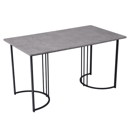 Conjunto de sala de jantar de 5 peças 140×80 cm - Mesa de cozinha com 4 cadeiras, pernas metálicas pretas, tampo em MDF cinzento - Veludo preto