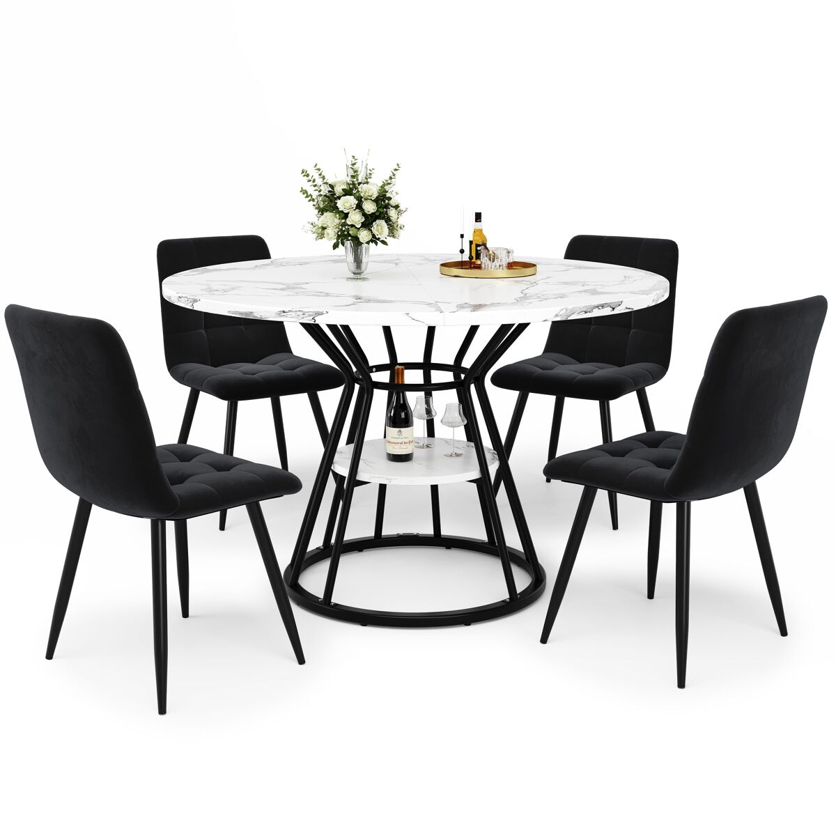 Conjunto de mesas y sillas de comedor 100x100