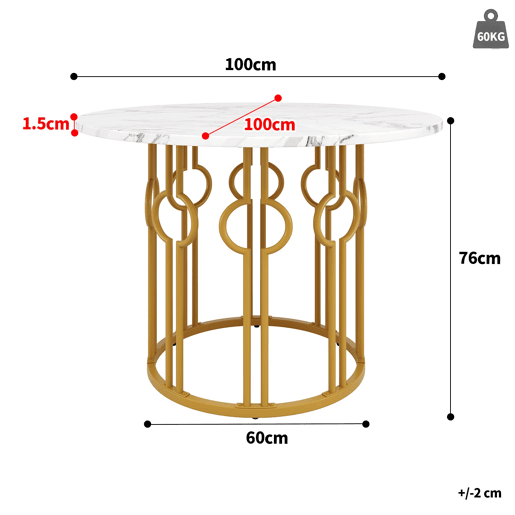Conjunto de mesa e cadeiras 100 cm - Mesa redonda com pernas metálicas douradas - Samt cinza escuro