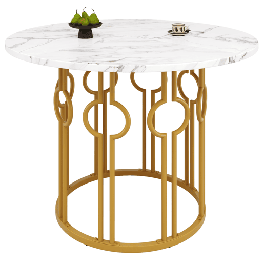 Conjunto de mesa e cadeiras 100 cm - Mesa redonda com pernas metálicas douradas - Samt cinza escuro