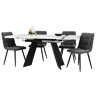 Conjunto de sala de jantar de 5 peças 160x80 cm - Mesa extensível com 4 cadeiras de veludo cinza - Preto e branco
