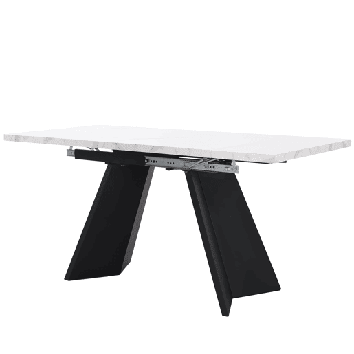 Conjunto de sala de jantar de 5 peças 160x80 cm - Mesa extensível com 4 cadeiras de veludo cinza - Preto e branco