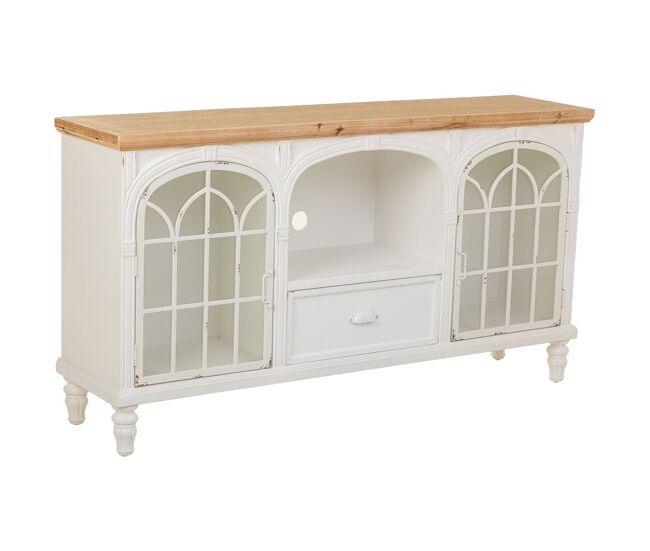 Aparador de madera blanco de 2 puertas y 1 cajon 150x36x80h cm