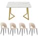 Conjunto de mesas y sillas de comedor 117x68 Conjunto de mesas y sillas de comedor 117x68 Blanco/ Beige