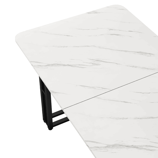 Conjunto de sala de jantar 140x80cm - Moderno, cadeiras em linho cinzento, mesa em ferro preto