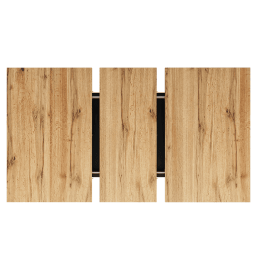 Conjunto de sala de jantar extensível 118-157x70 cm - 4 cadeiras, mesa com pernas em V - Preto, Natural