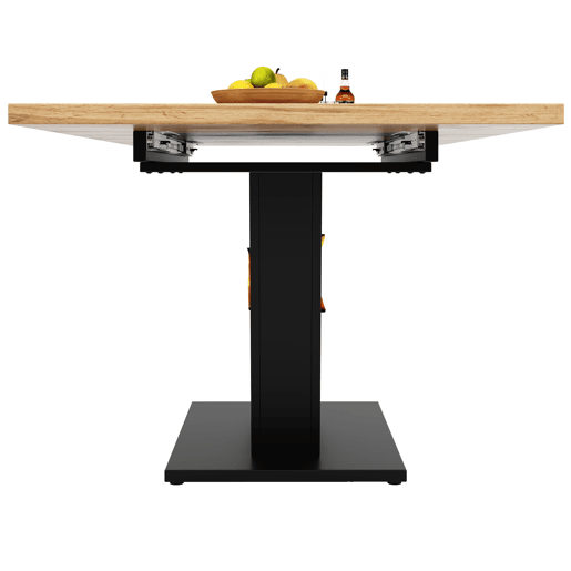 Conjunto de sala de jantar extensível 118-157x70 cm - 4 cadeiras, mesa com pernas em V - Preto, Natural