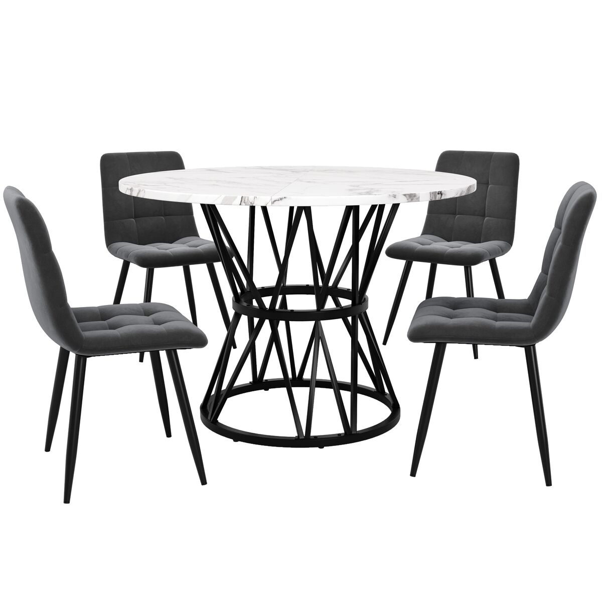 Conjunto de mesas y sillas de comedor 100x100 Negro/ Gris