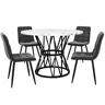 Conjunto de mesa e cadeiras 5 peças 100 cm - Mesa redonda com pernas metálicas pretas e cadeiras de veludo cinzento