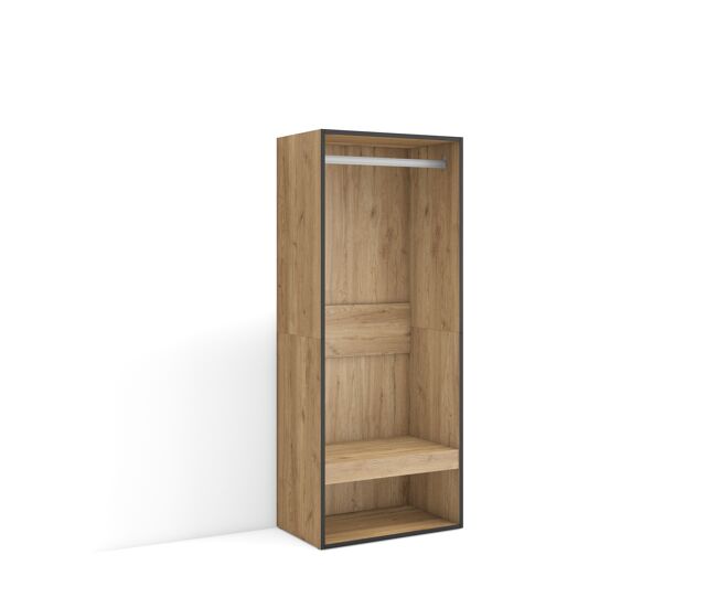 Vestidor abierto | ropa, zapatos, complementos | 60x145x35 cm | dormitorio, habitación | armario, perchero | estilo moderno | roble