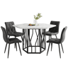 Conjunto de sala de jantar de 5 peças - Mesa de jantar hexagonal em mármore + 4 cadeiras em veludo cinzento - Preto