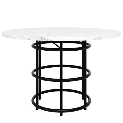 Conjunto de sala de jantar de 5 peças - Mesa redonda de 100 cm - 4 cadeiras de veludo cinzento - Preto