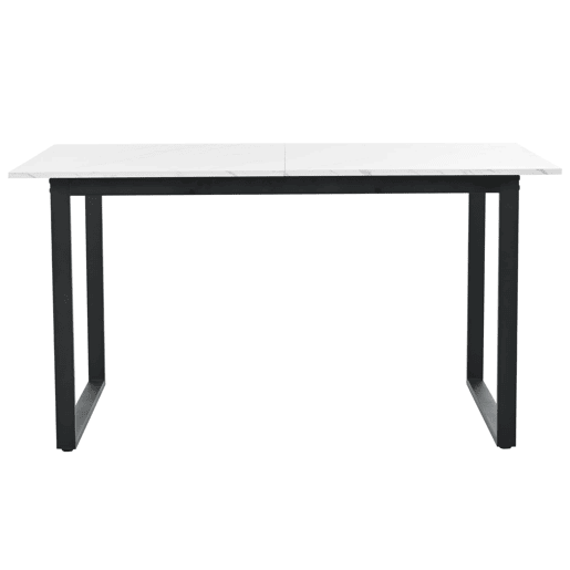 Conjunto de sala de jantar + 140180x80x75cm - Mesa moderna + 4 cadeiras, MDF branco, pernas pretas, cadeiras de veludo preto