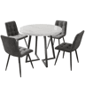 Conjunto de sala de jantar de 5 peças 80 cm - mesa redonda com pernas metálicas pretas - cadeiras de veludo cinzento