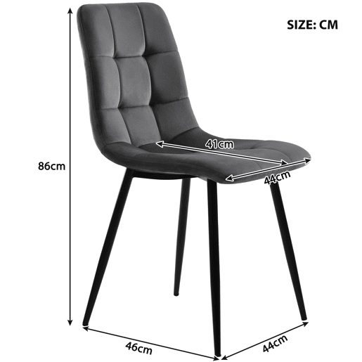 Conjunto de sala de jantar de 5 peças 80 cm - mesa redonda com pernas metálicas pretas - cadeiras de veludo cinzento