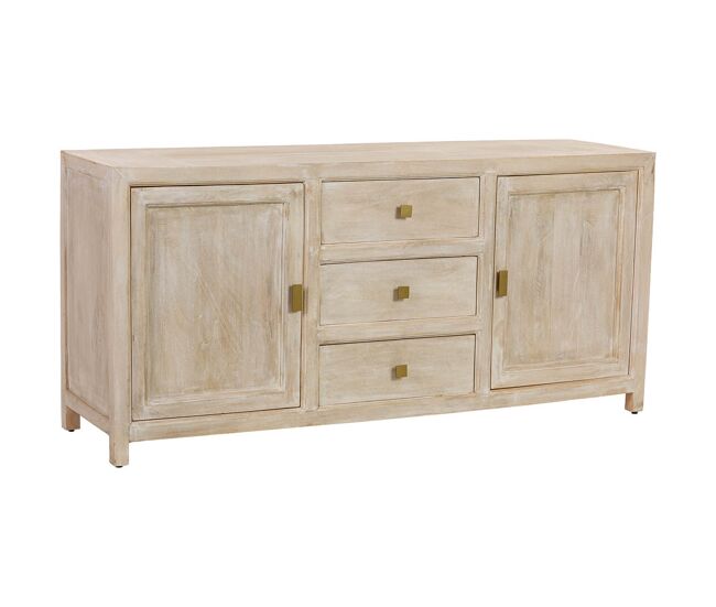 Aparador de madera beige 3 cajones y 2 puertas 160x43x75h cm