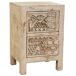 Mesita de noche de madera tallada artesanal 40 Mesita de noche de madera tallada artesanal 40 Beige