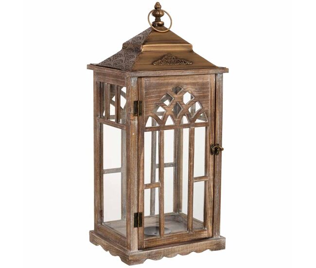Farol de madera 26x21x58h cm