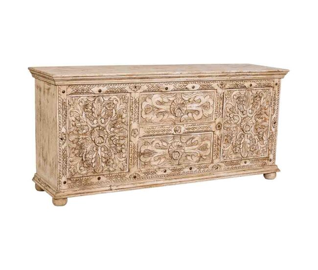 Aparador de madera artesanal beige 165x45x76h cm