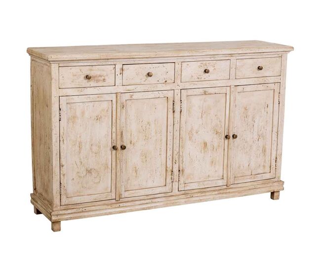 Aparador de madera artesanal beige 160x40x100h cm