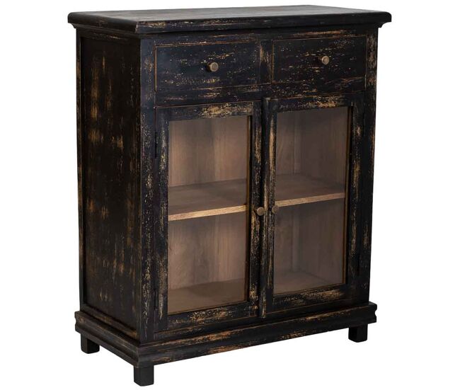 Aparador de madera artesanal negra 85x40x100h cm