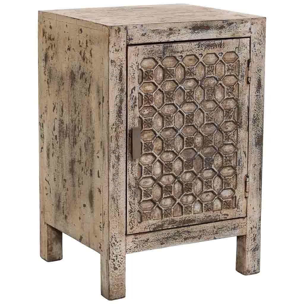 Mesita de noche de madera artesanal 45