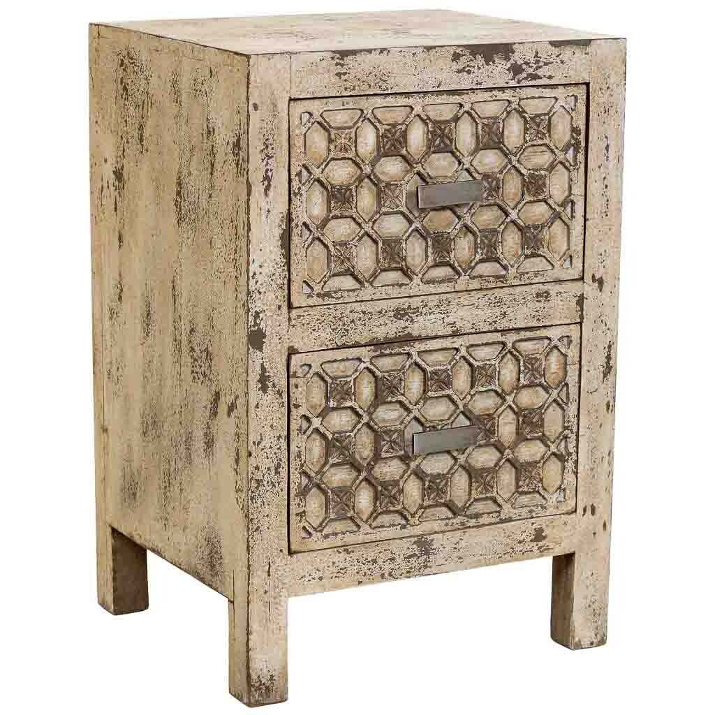 Mesita de noche de madera artesanal 45