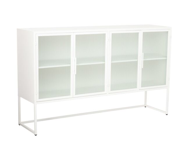 Aparador de metal blanco con 4 puertas 150x38,5x90,5h cm