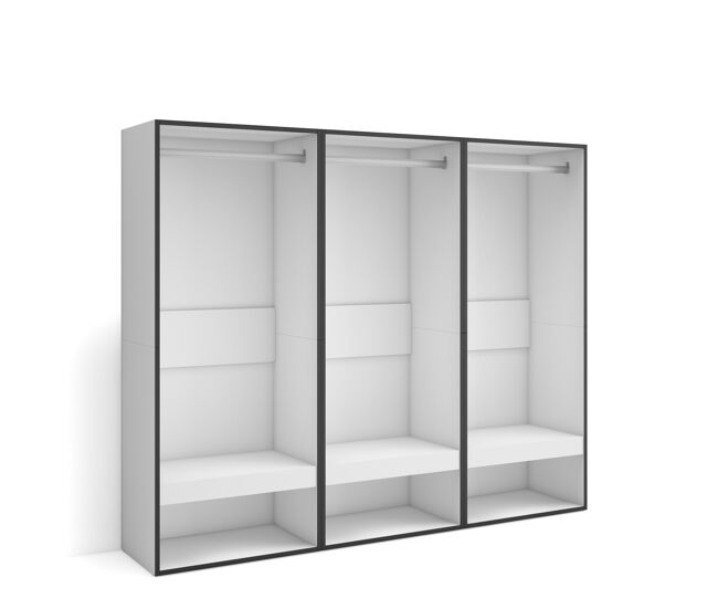 Vestidor abierto | ropa, zapatos, complementos | 180x145x35 cm | dormitorio, habitación | armario, perchero | estilo moderno | blanco