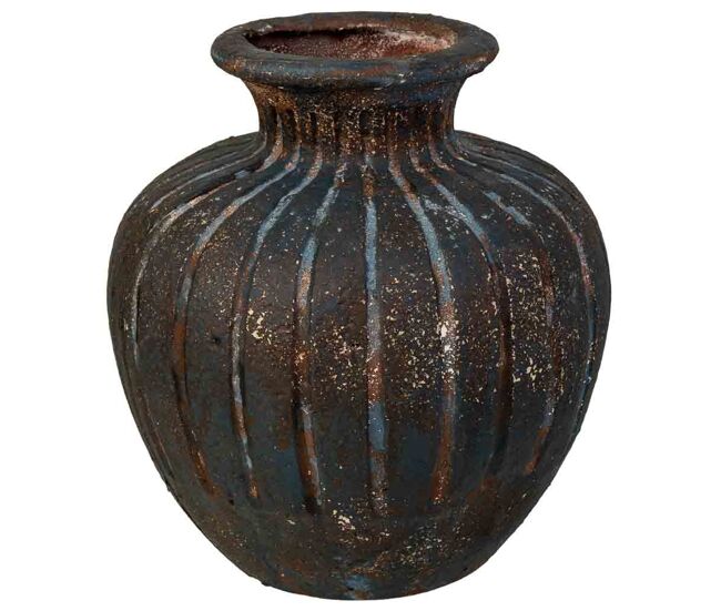 Jarrón envejecido marrón oscuro28.5x28.5x30.5h cm