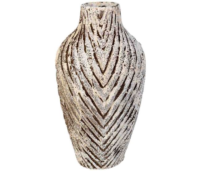 Jarrón de resina blanco envejecido 25x25x46,5h cm