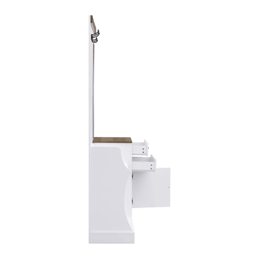 Móvel de entrada 110x38x191 cm - com espelho, ganchos, gavetas e suporte para guarda-chuvas - Branco